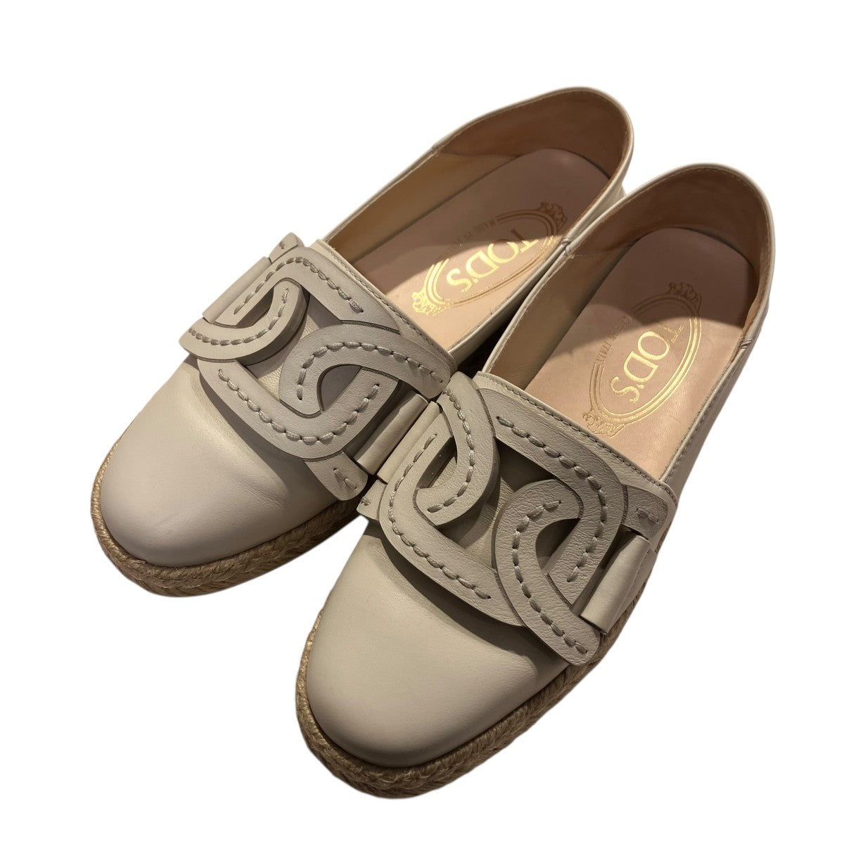 TOD'S レザーエスパドリーユ　36.5 TOD'S(トッズ) ケイト レザー エスパドリーユ オフホワイト サイズ 34