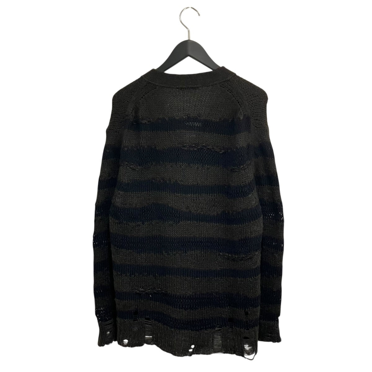 acne studious ボーダーダメージニット Acne Studios 20AW Distressed striped sweater black/warm beige