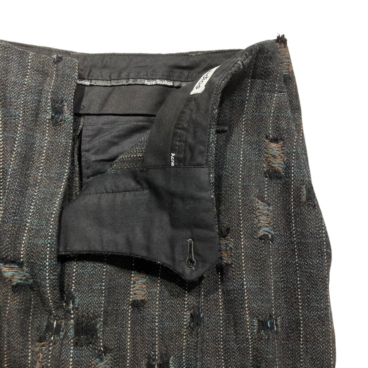 Acne Studios ストライプ＆デニム切替 スラックス パンツ ACNE STUDIOS(アクネストゥディオズ) Tailored distressed trousers