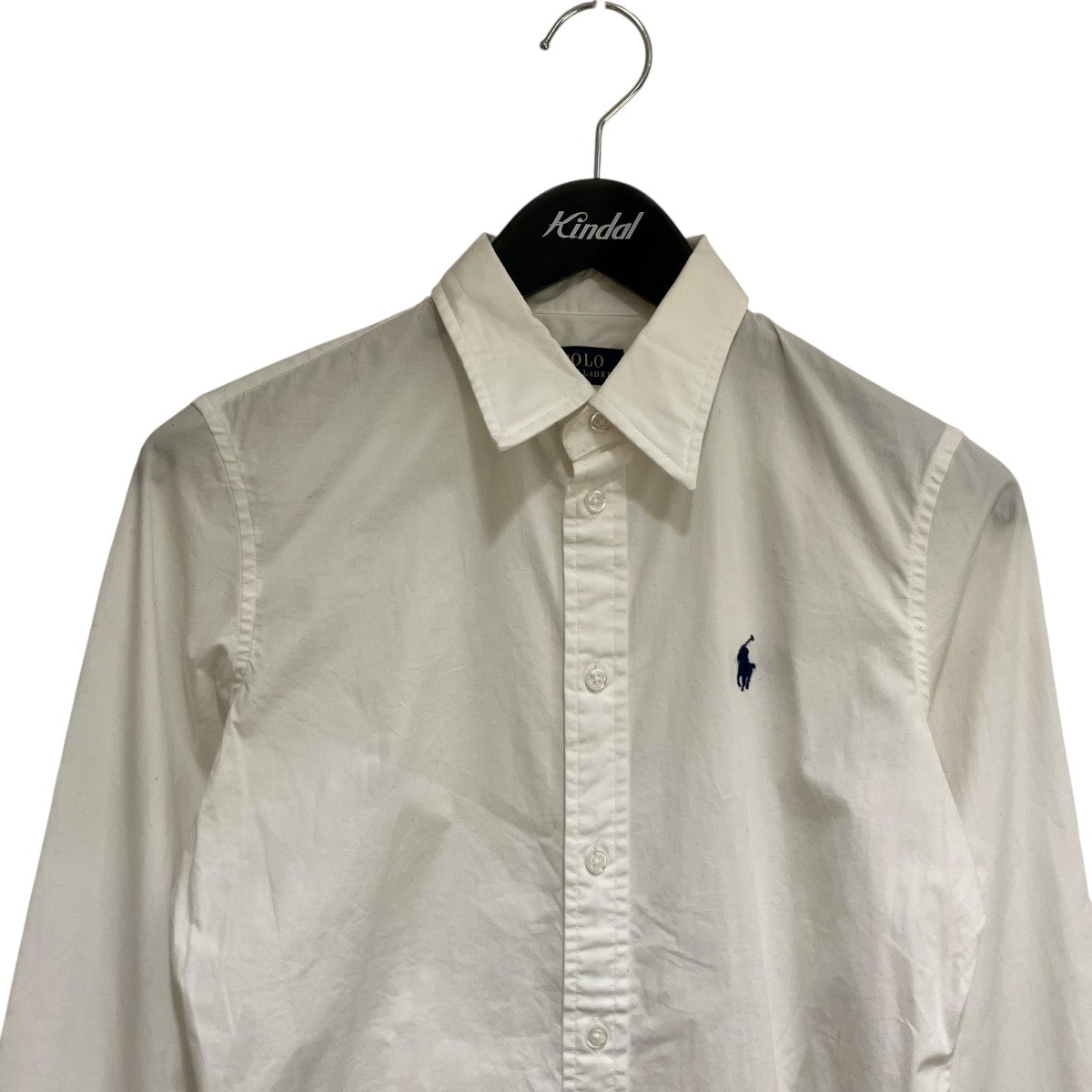 ホワイトリネン長袖シャツ ポロ刺繍 POLO RALPH LAUREN(ポロラルフローレン) 胸刺繍長袖シャツ ホワイト