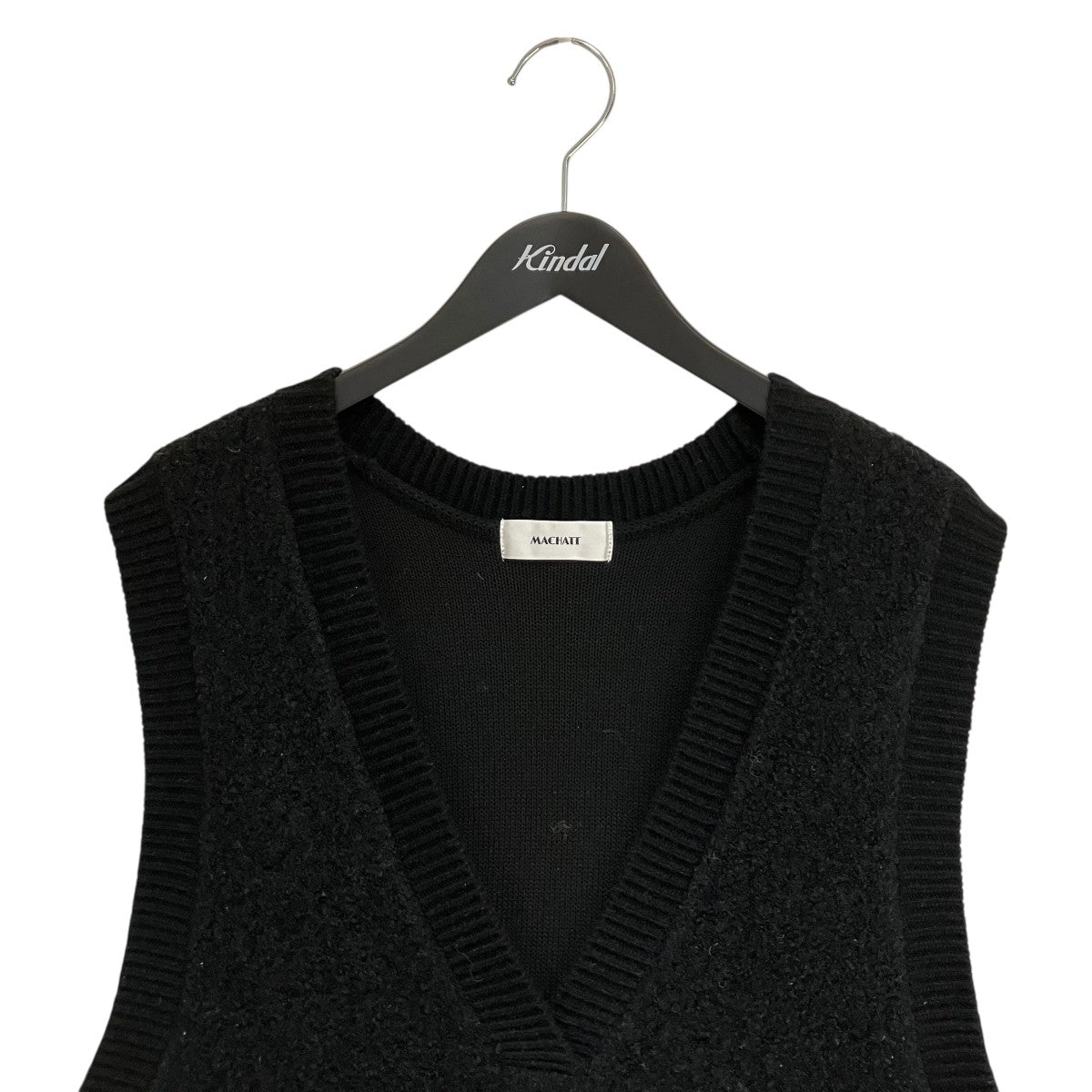 machatt(マチャット) Vネック サイドボタンニットベスト ブラック