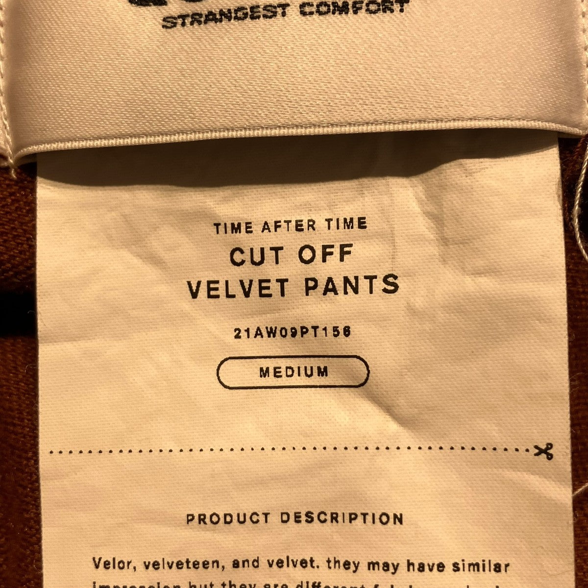 21awCUT OF VELVET PANTSベロアパンツ21AW09PT158