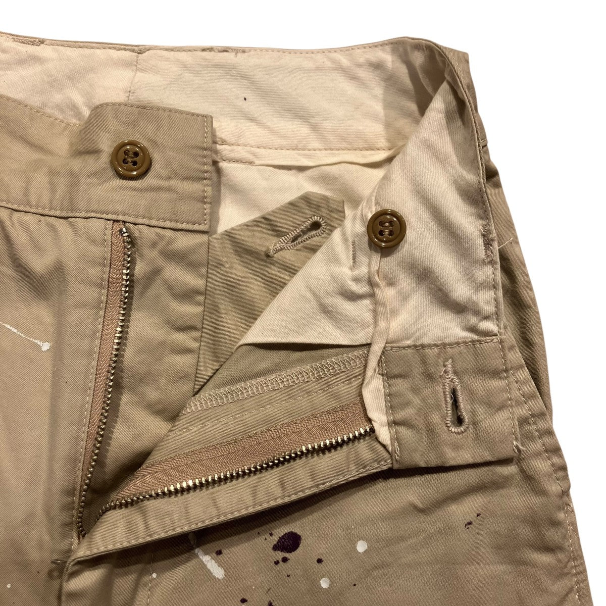 NEEDLES ニードルズ パンツ ベージュ サイズ:S | ペイント加工 ギャバジン サファリ パンツ (Safari Pant GL152) | 日本製 | ネペンテス | ボトムス ズボン【メンズ】【中古】【K4618】 Needles(ニードルズ) Safari Pant-Cotton Gabardineペイントパンツ