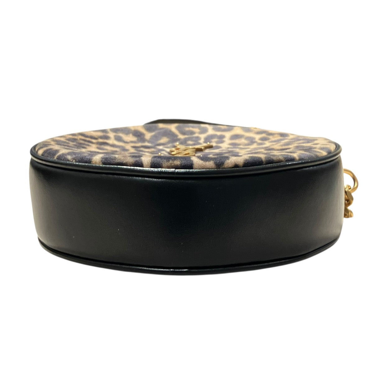 ラウンドカメラバック ヴィニル スエ―ド＆スムースレザー レオパードプリントショルダーバッグ629458