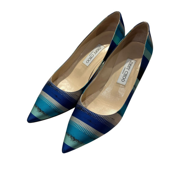 新品未使用 ジミーチュウ パンプス 36 1/2スカイブルー JIMMY CHOO(ジミーチュウ) パンプス ブルー サイズ 38 1/2｜【公式