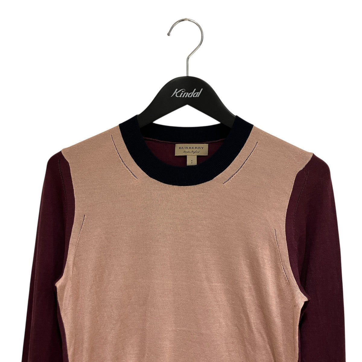 BURBERRY LONDON ENGLAND Buck Colorblock Silk Blend Sweater薄手ニット4073626 古着・中古-3枚目のアイテム画像