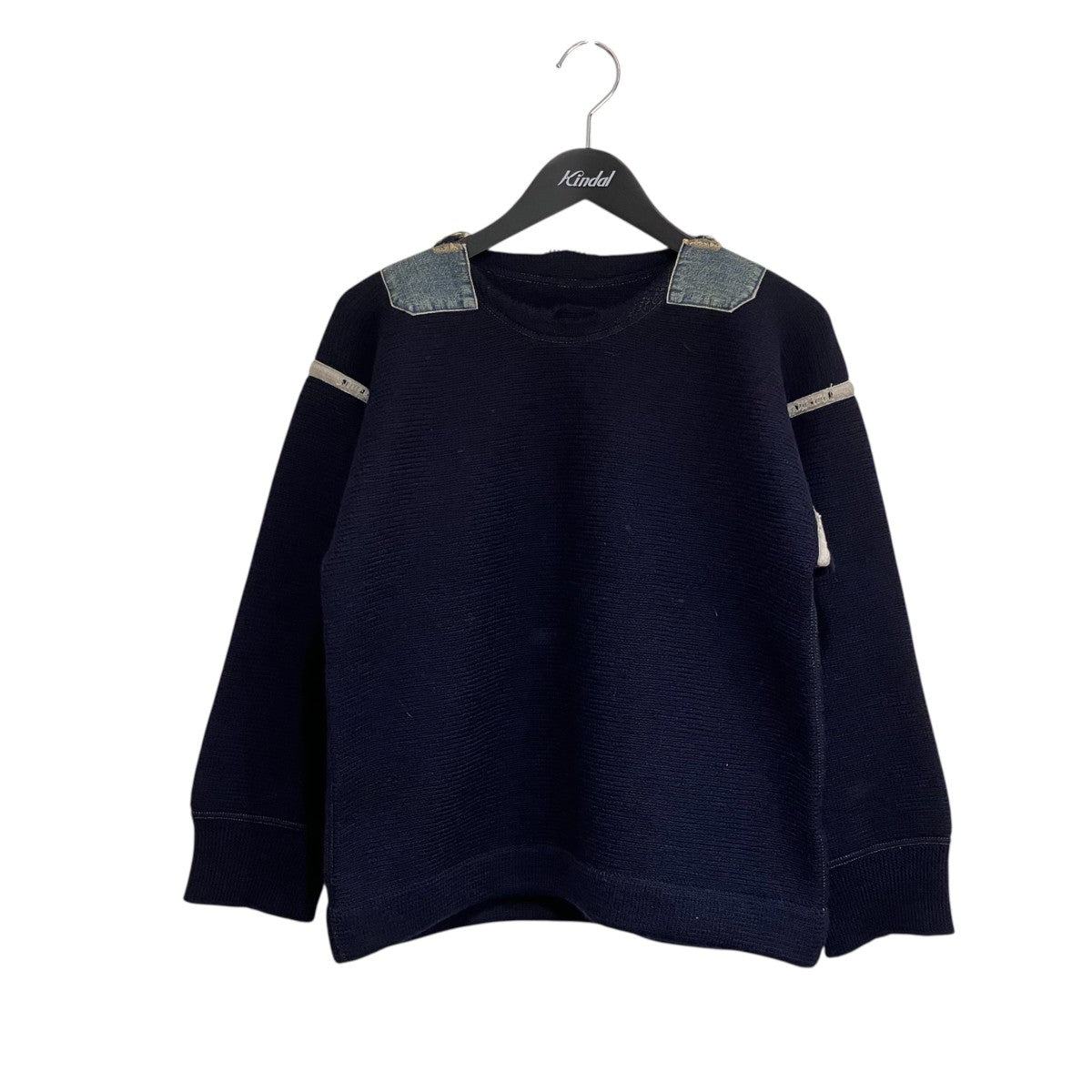 22AWステッチデニムパッチウールニットトップ厚手ニットS50HA1071