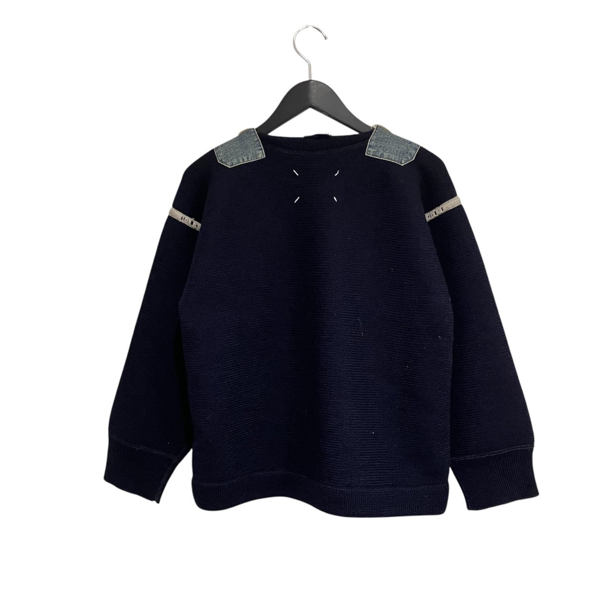 22AWステッチデニムパッチウールニットトップ厚手ニットS50HA1071