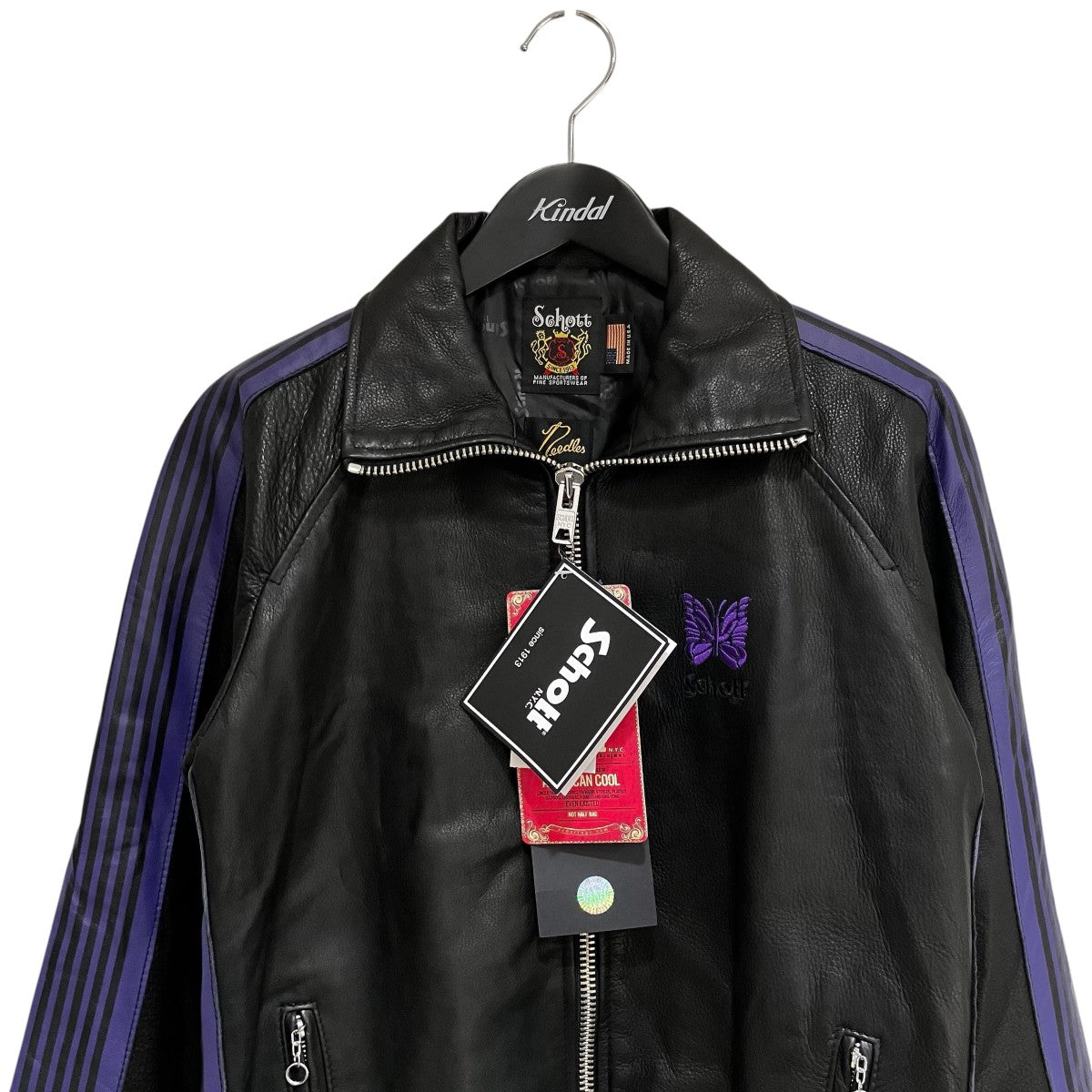Needles×Schott LEATHER TRACK JACKETレザージャケット7823250115 古着・中古-3枚目のアイテム画像