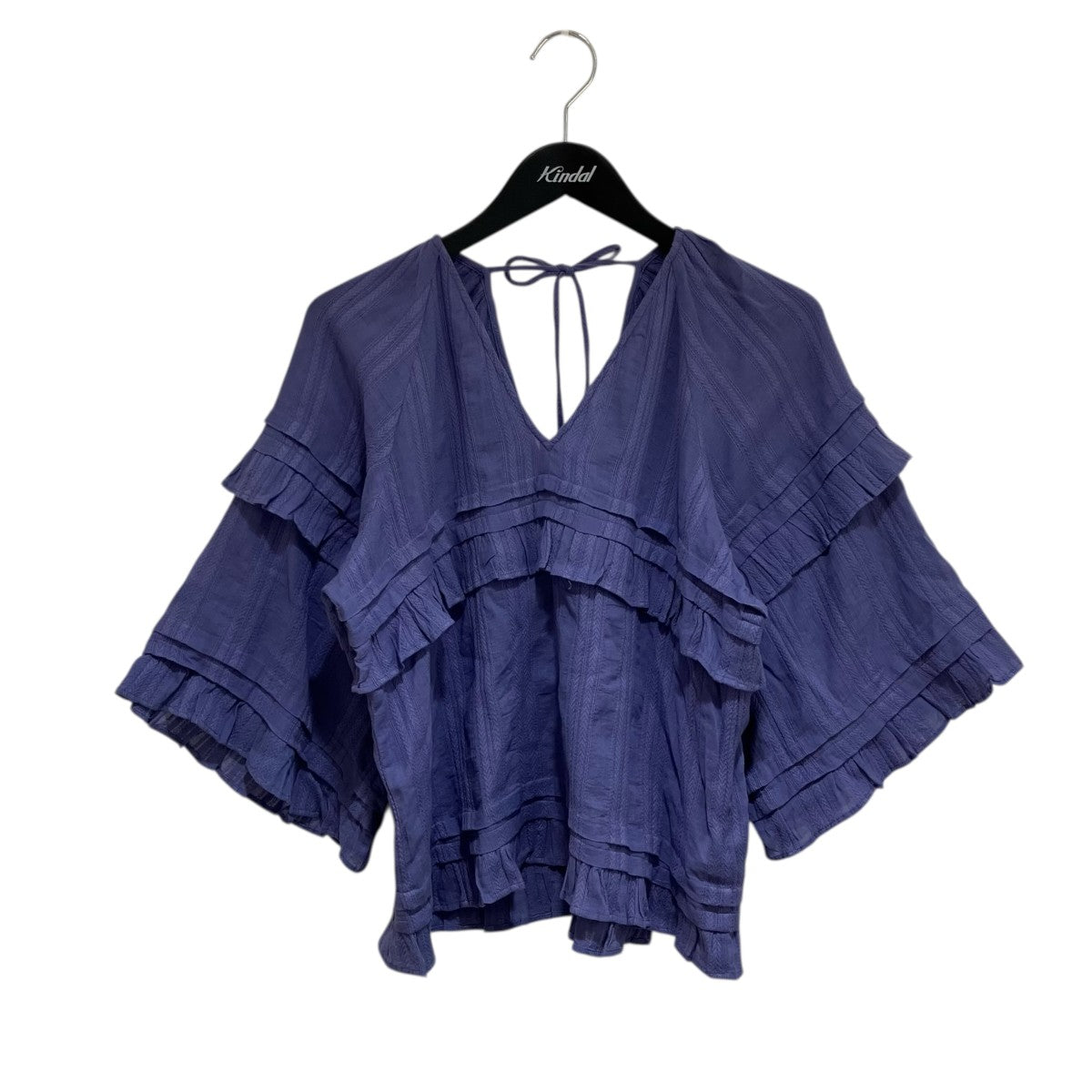 CTN STRIPE JQD FRILL TOP半袖ブラウス020131SC3