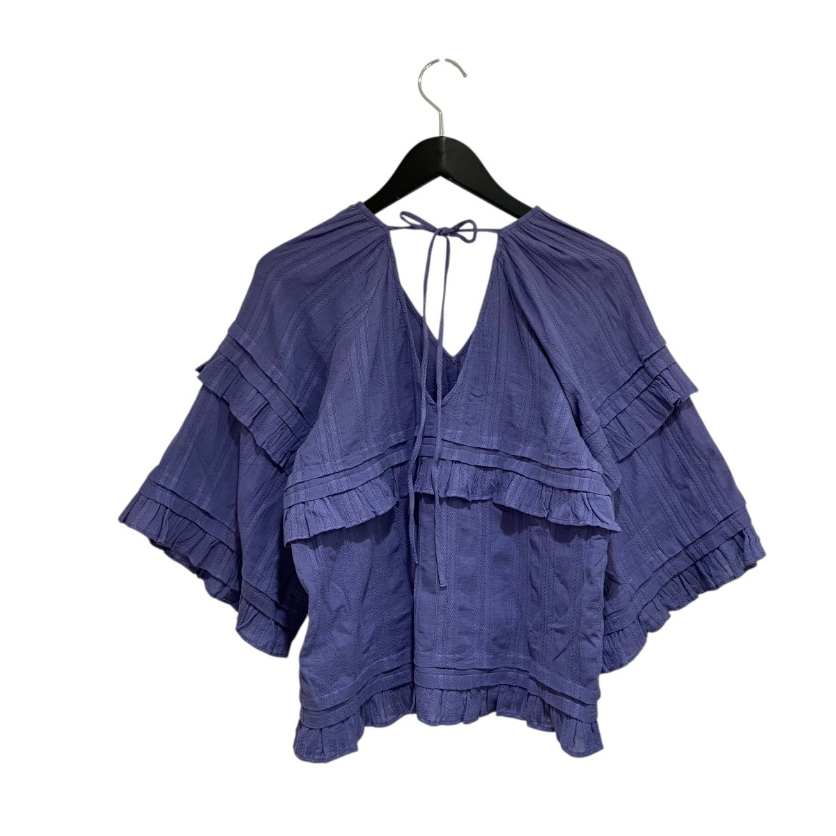 CTN STRIPE JQD FRILL TOP半袖ブラウス020131SC3