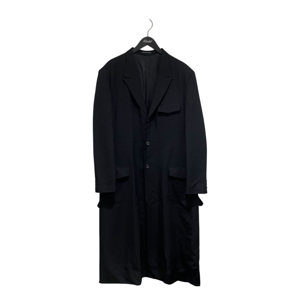Yohji Yamamoto pour homme 3ボタン ピークドラペルロングジャケットコートHC-J19-100 古着・中古-1枚目のアイテム画像