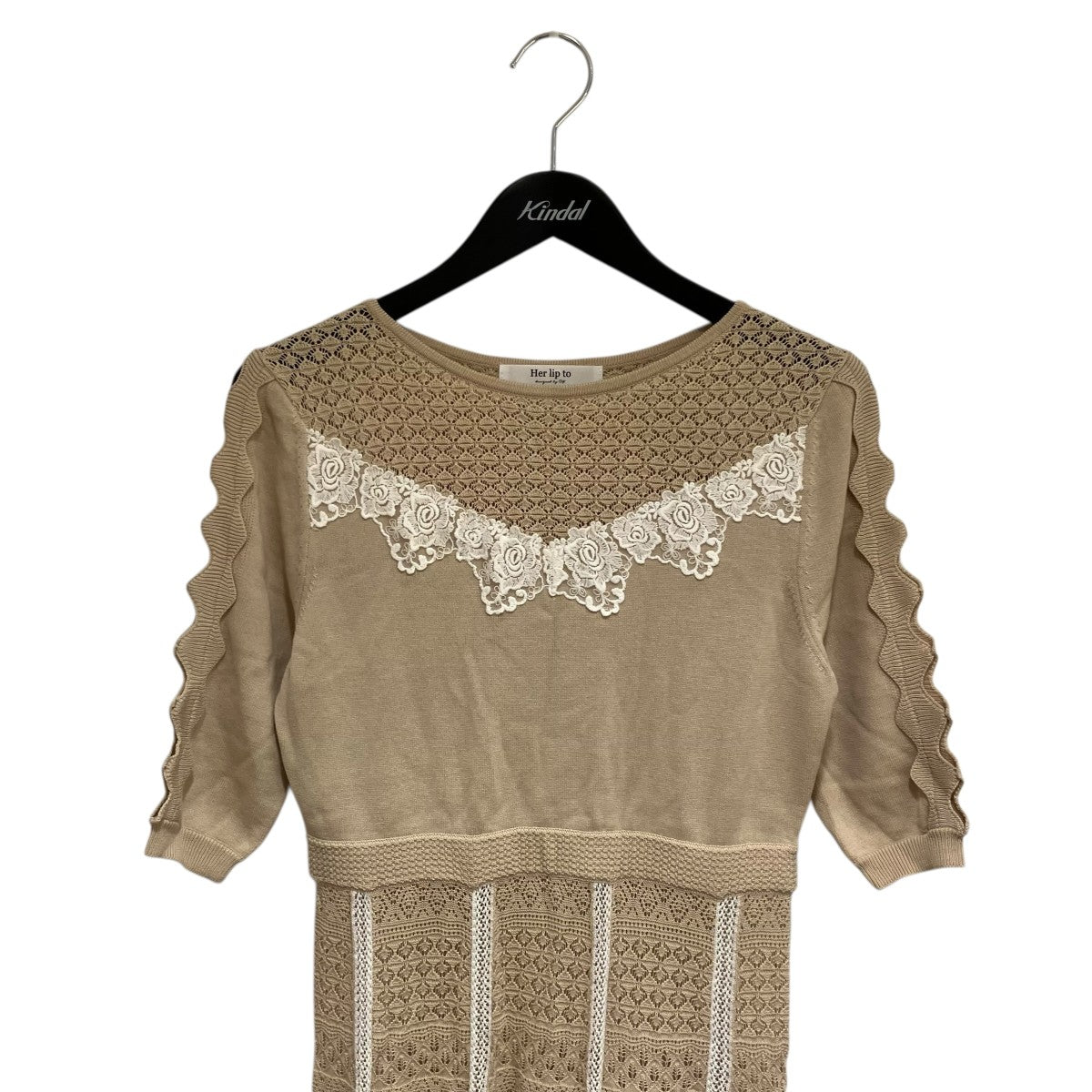Her lip to Lace-trimmed Cotton-blend Knit Dress半袖ワンピース1211205052 古着・中古-3枚目のアイテム画像