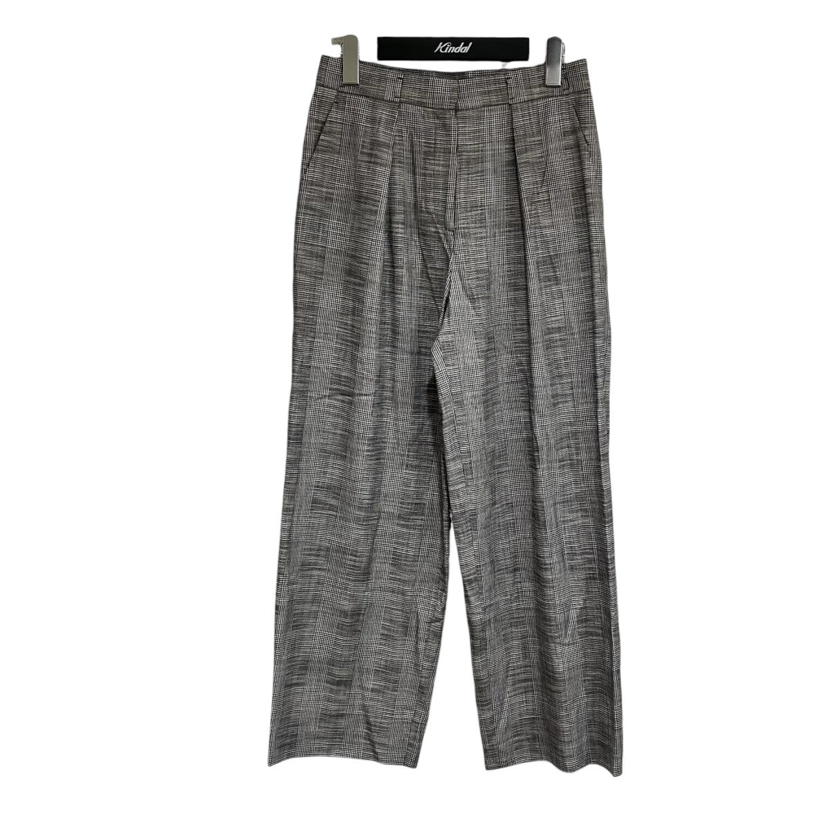 TOMORROW LAND collection シャイニーグレンチェック タックストレートパンツワイドパンツ13-04-32-04354 古着・中古-1枚目のアイテム画像