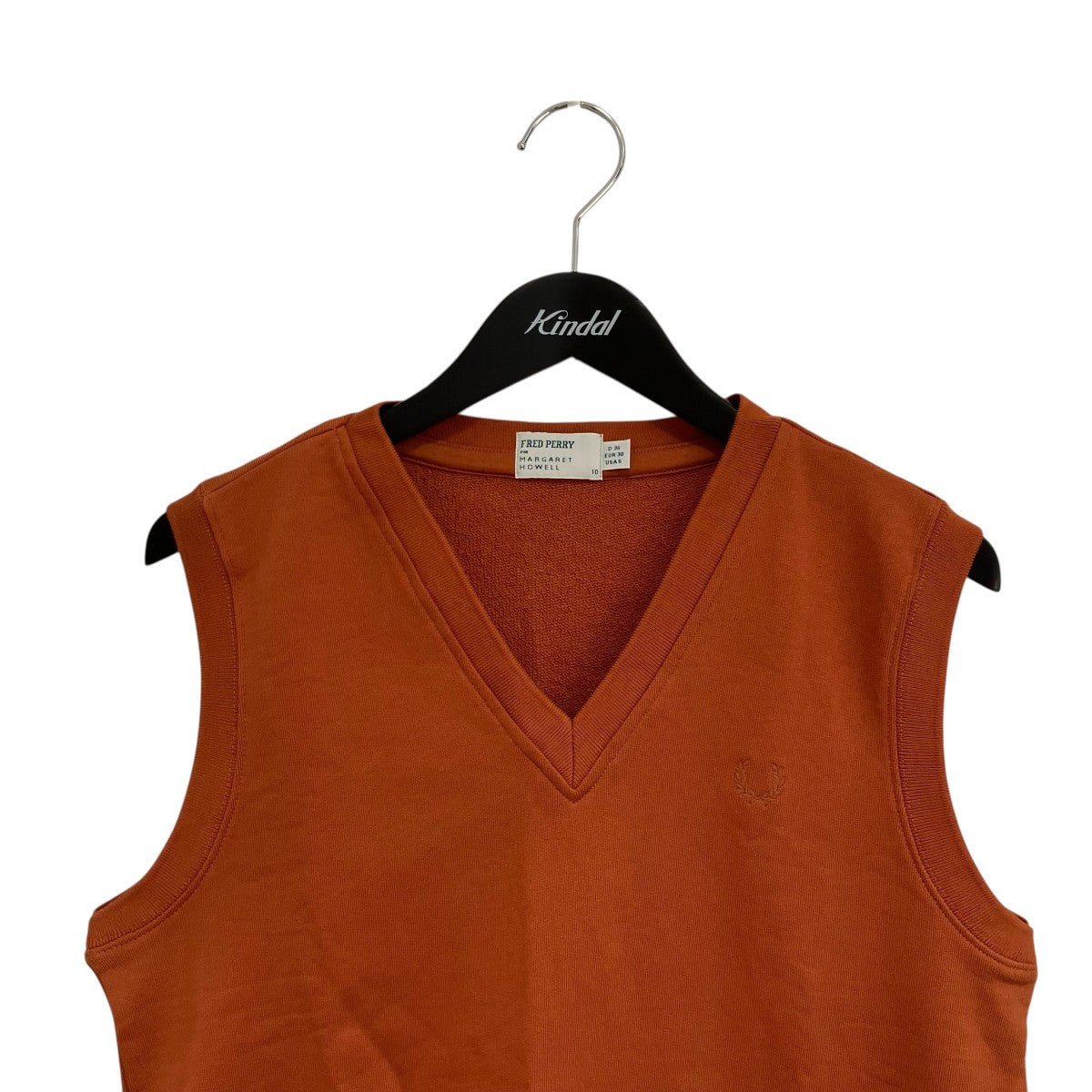 FRED PERRY×MARGARET HOWELL LIGHT COTTON LOOPBACK SLIPOVER ORANGEベスト578-3267001 古着・中古-3枚目のアイテム画像