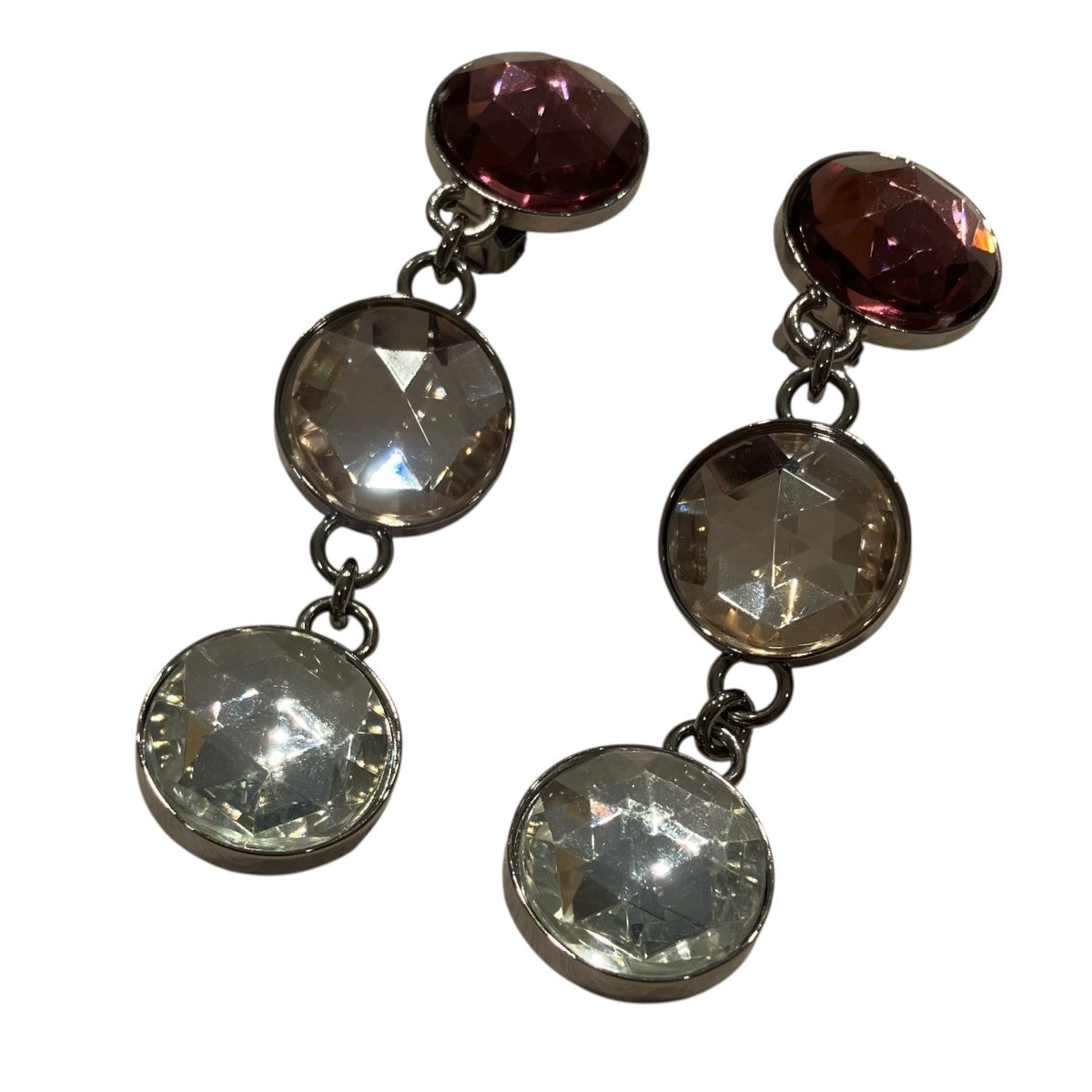 MIU MIU 3連クリアストーンイヤリング12911 古着・中古-1枚目のアイテム画像