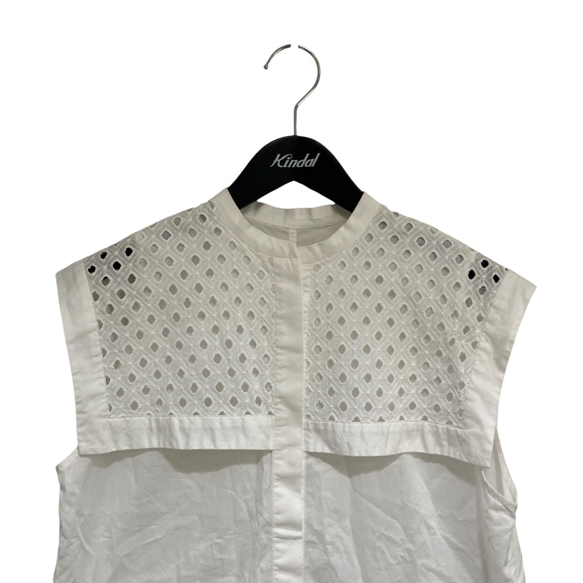 Demi-Luxe BEAMS 23SSアイレット刺繍ノースリーブブラウス64-01-0039-152 古着・中古-3枚目のアイテム画像