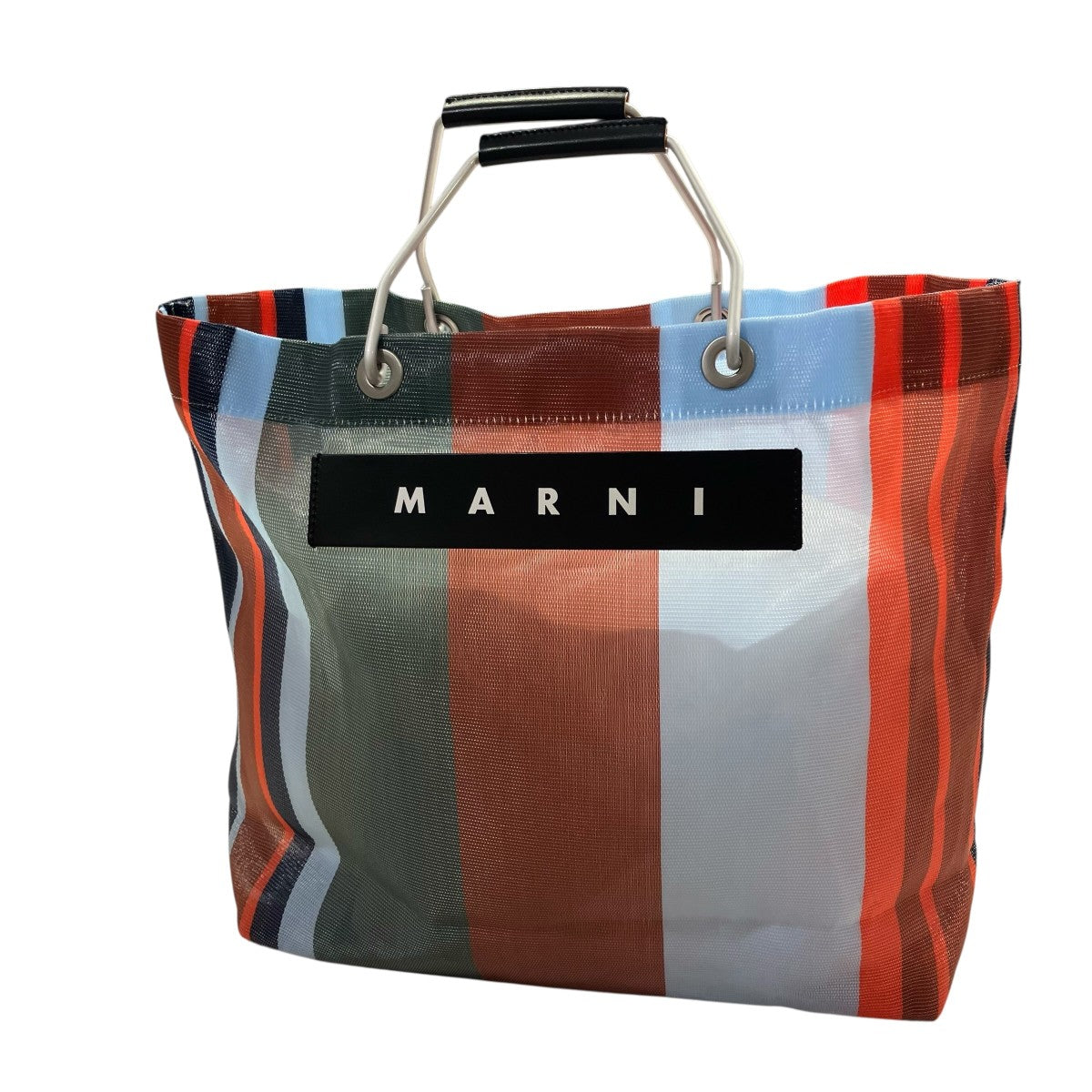 MARNI フラワーカフェストライプバックハンドバッグ 古着・中古-1枚目のアイテム画像
