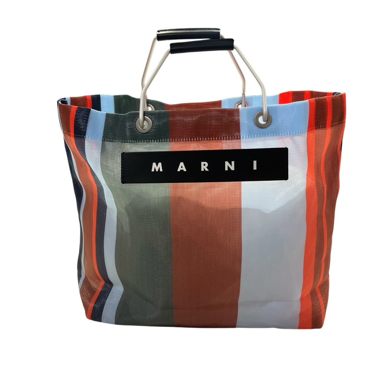 MARNI フラワーカフェストライプバックハンドバッグ 古着・中古-2枚目のアイテム画像