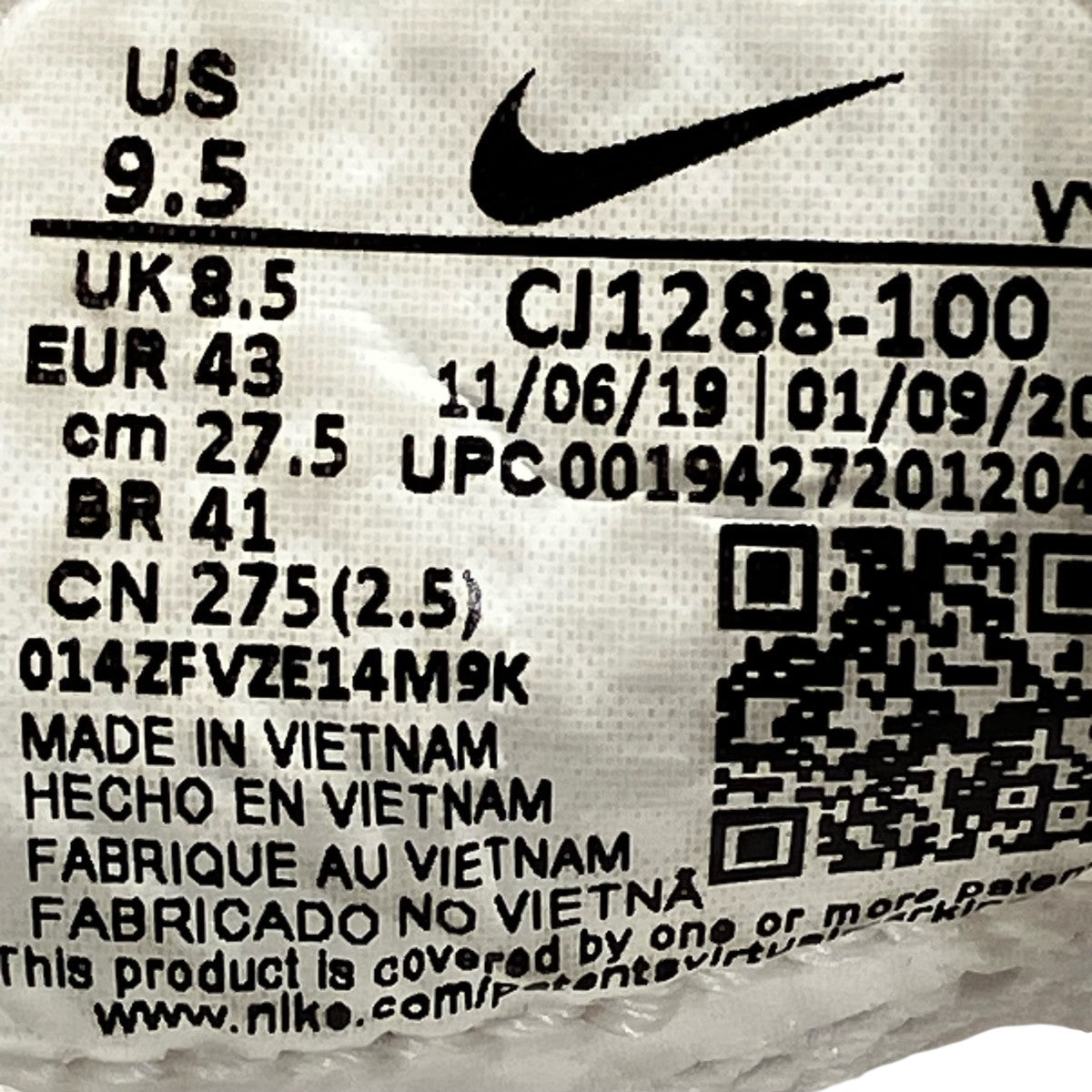 NIKE Air Zoom Spiridon Cage 2 ’Triple WhiteスニーカーCJ1288-100 古着・中古-8枚目のアイテム画像
