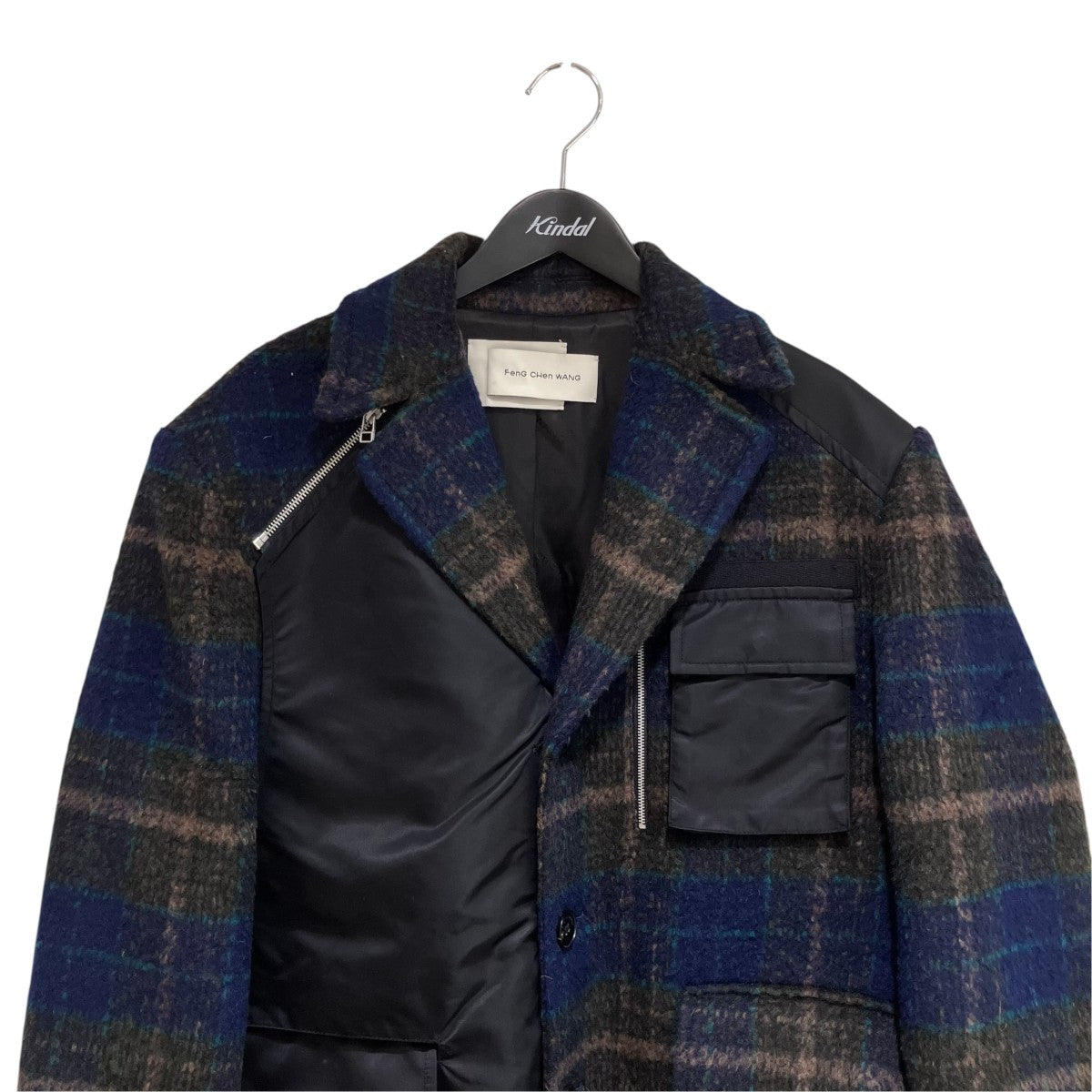 22AWPlaid Nyion panelled coatチェスターコートFMF14CT10