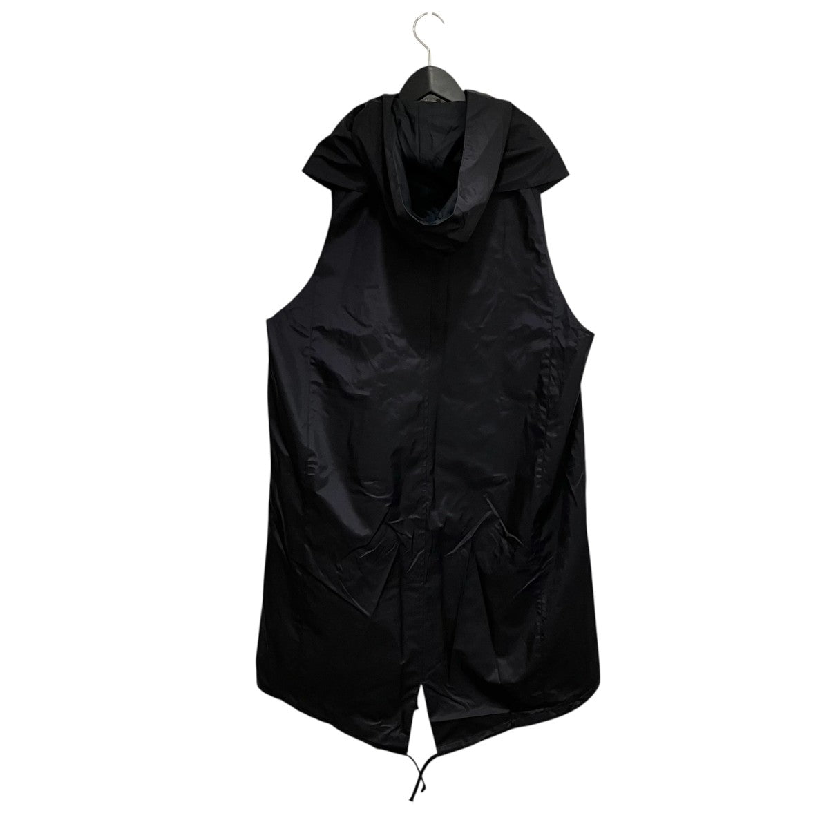 未使用　prasthana フーデットスリーブレスコート　ロングベスト　ブラック prasthana(プラスターナ) Hooded Sleeve Less CoatナイロンコートP