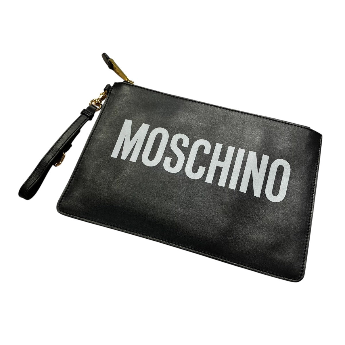 MOSCHINO ロゴ レザークラッチバッグ7A8405 古着・中古-1枚目のアイテム画像