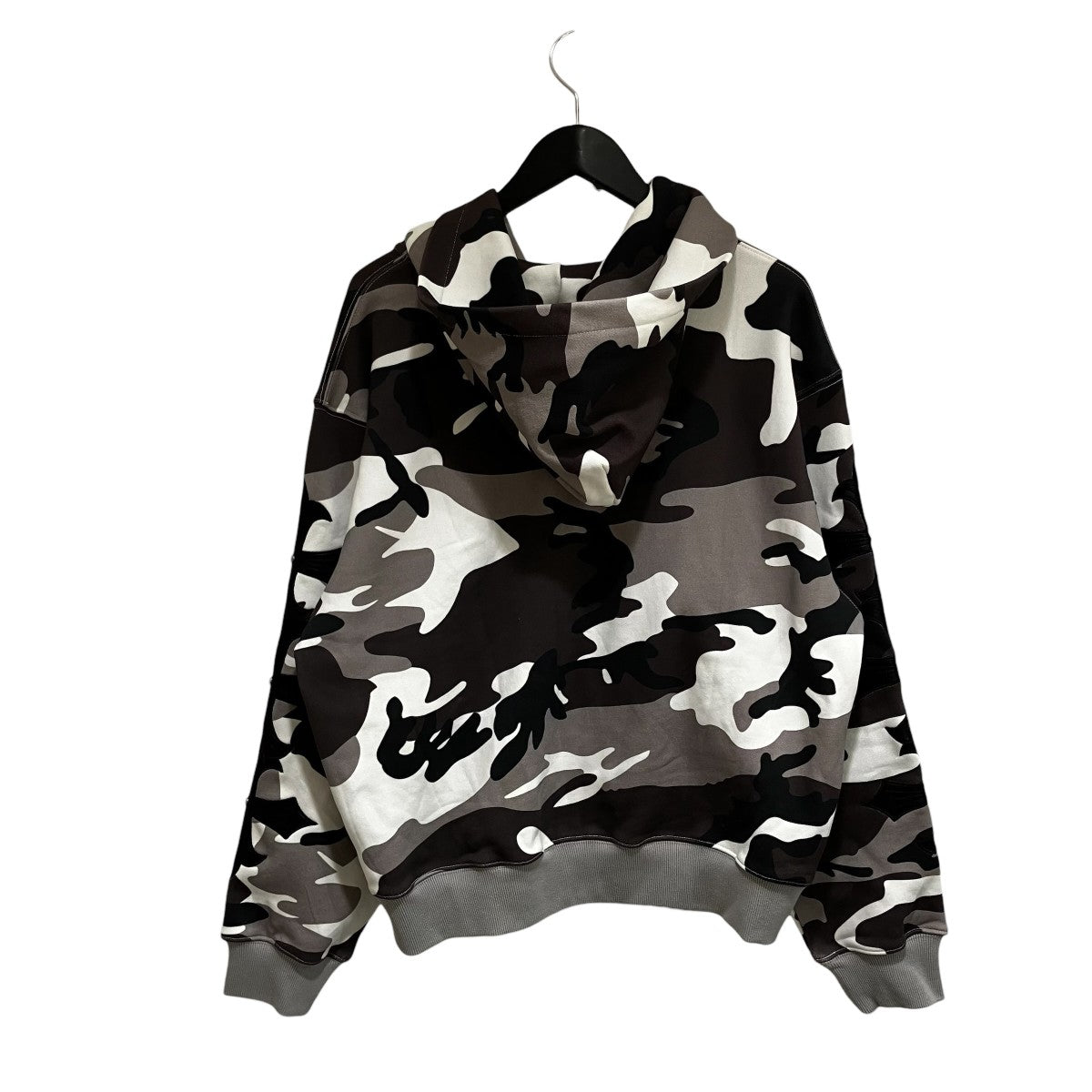 Camouflage Cross Leather Patch Zip Hoodieジップパーカー