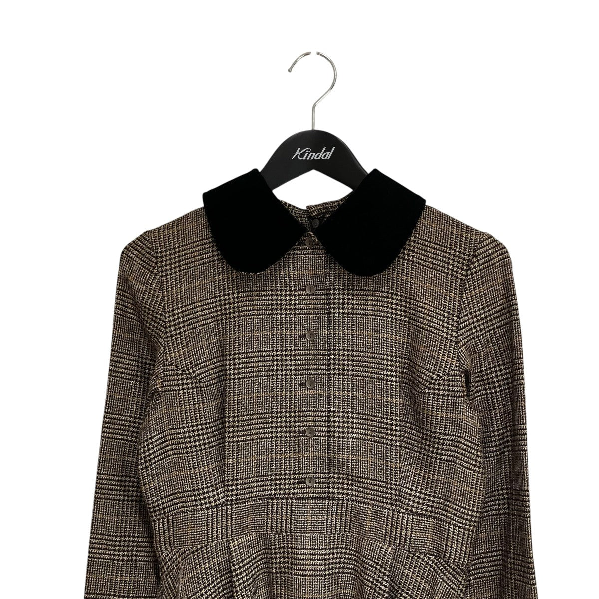 glen check round collar one piece長袖ワンピースFF212OP03