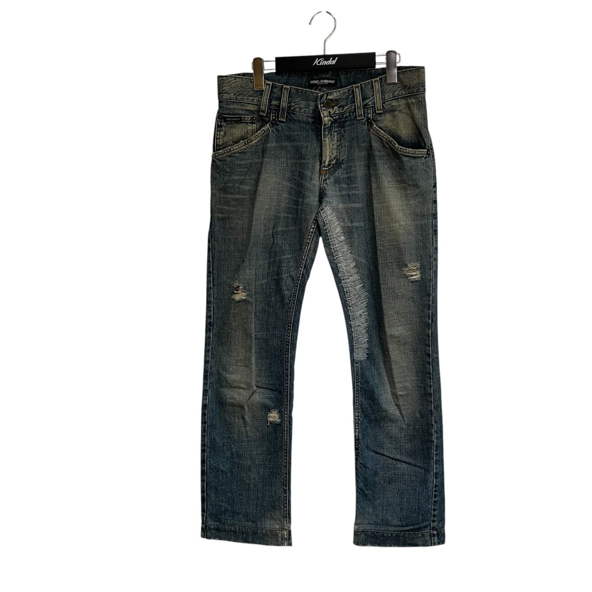 DOLCE ＆ GABBANA 05AW20レザーパッチ ダメージリペア加工デニムパンツG3016D G8008 古着・中古-1枚目のアイテム画像