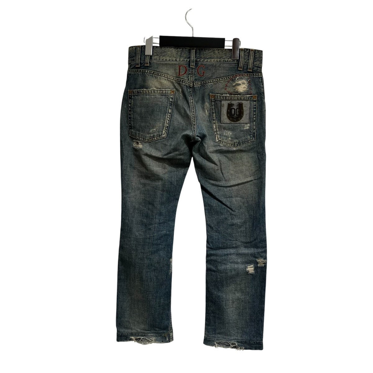 DOLCE ＆ GABBANA 05AW20レザーパッチ ダメージリペア加工デニムパンツG3016D G8008 古着・中古-2枚目のアイテム画像