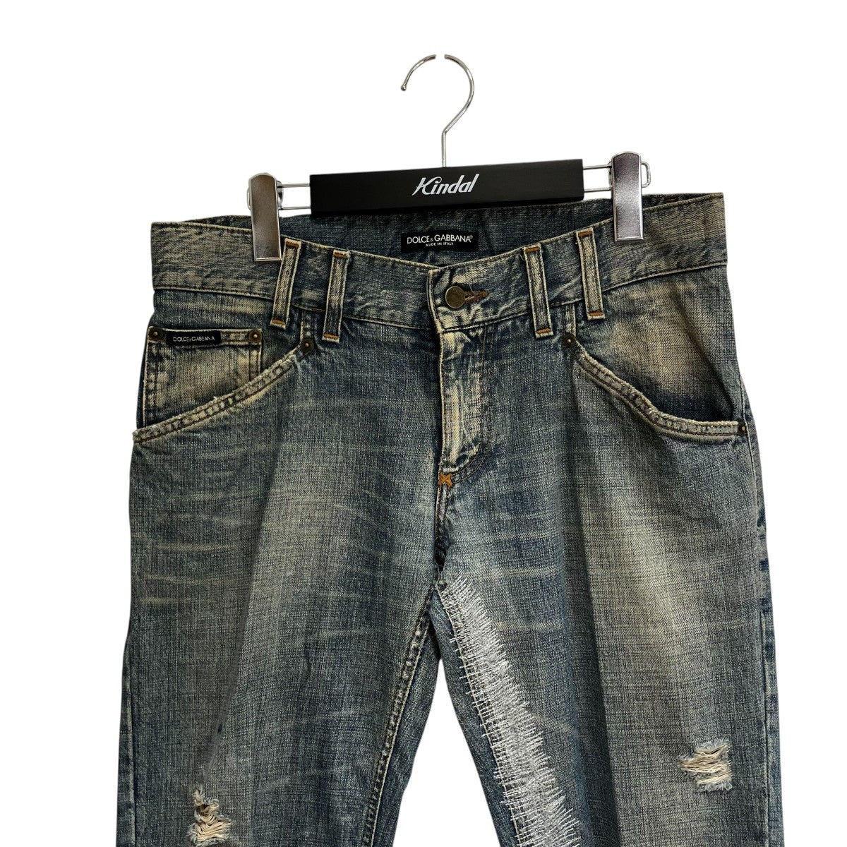 DOLCE ＆ GABBANA 05AW20レザーパッチ ダメージリペア加工デニムパンツG3016D G8008 古着・中古-3枚目のアイテム画像