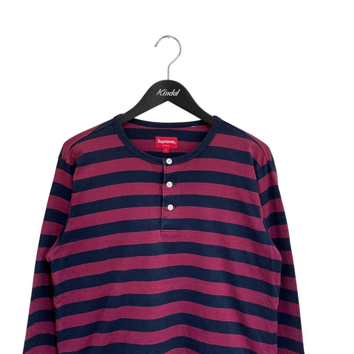 Supreme ボーダーヘンリーネック長袖Tシャツ 古着・中古-3枚目のアイテム画像