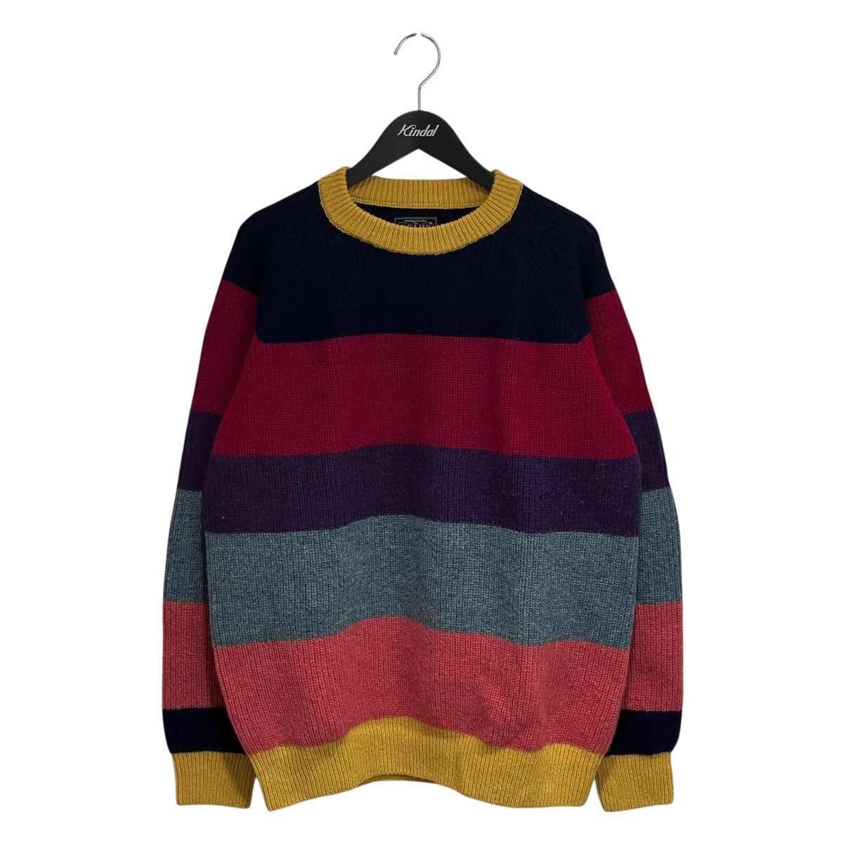 24AWCrew Multi Stripe 5G シェットランドウールマルチストライプクルーネックニット38-15-0143-048