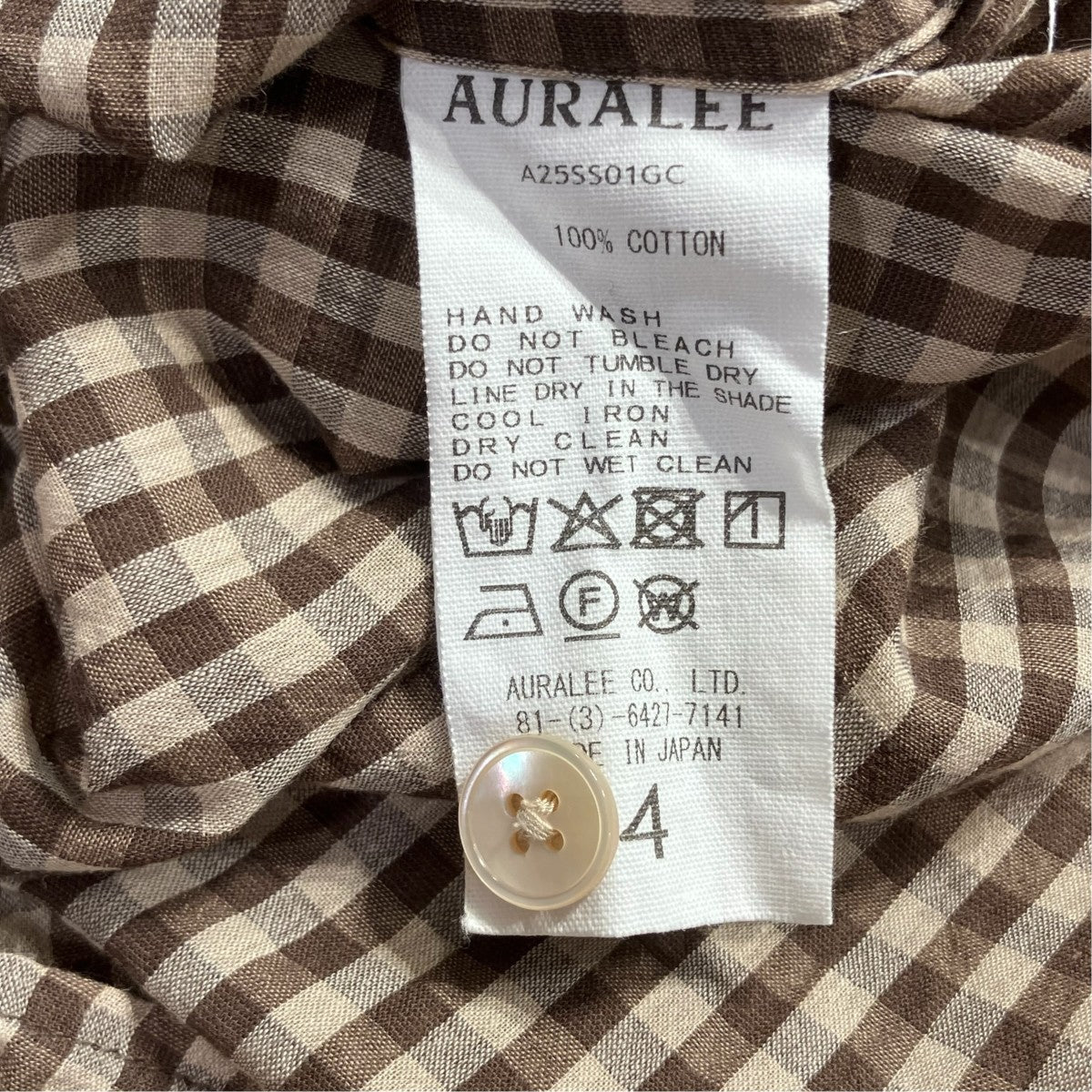 25SSAIRY LIGHT COTTON CHECK BIG SHIRT長袖シャツA25SS01GC