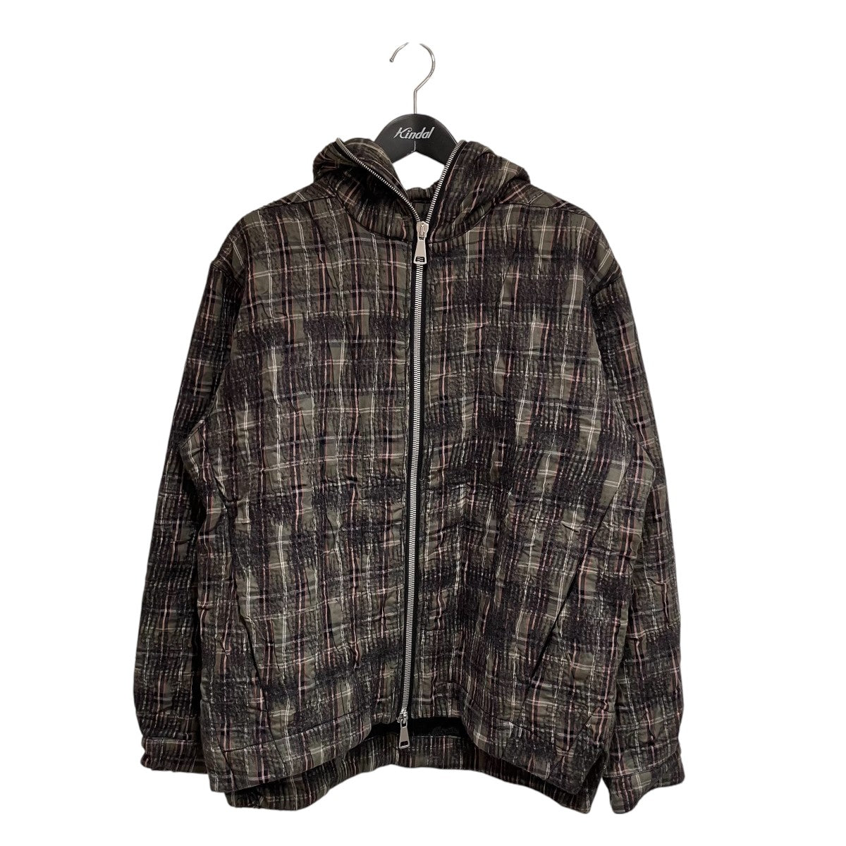 A．F ARTEFACT 25AWNEEDLE PUNCH PLAID FABRIC ZIPPERパーカー 古着・中古-1枚目のアイテム画像