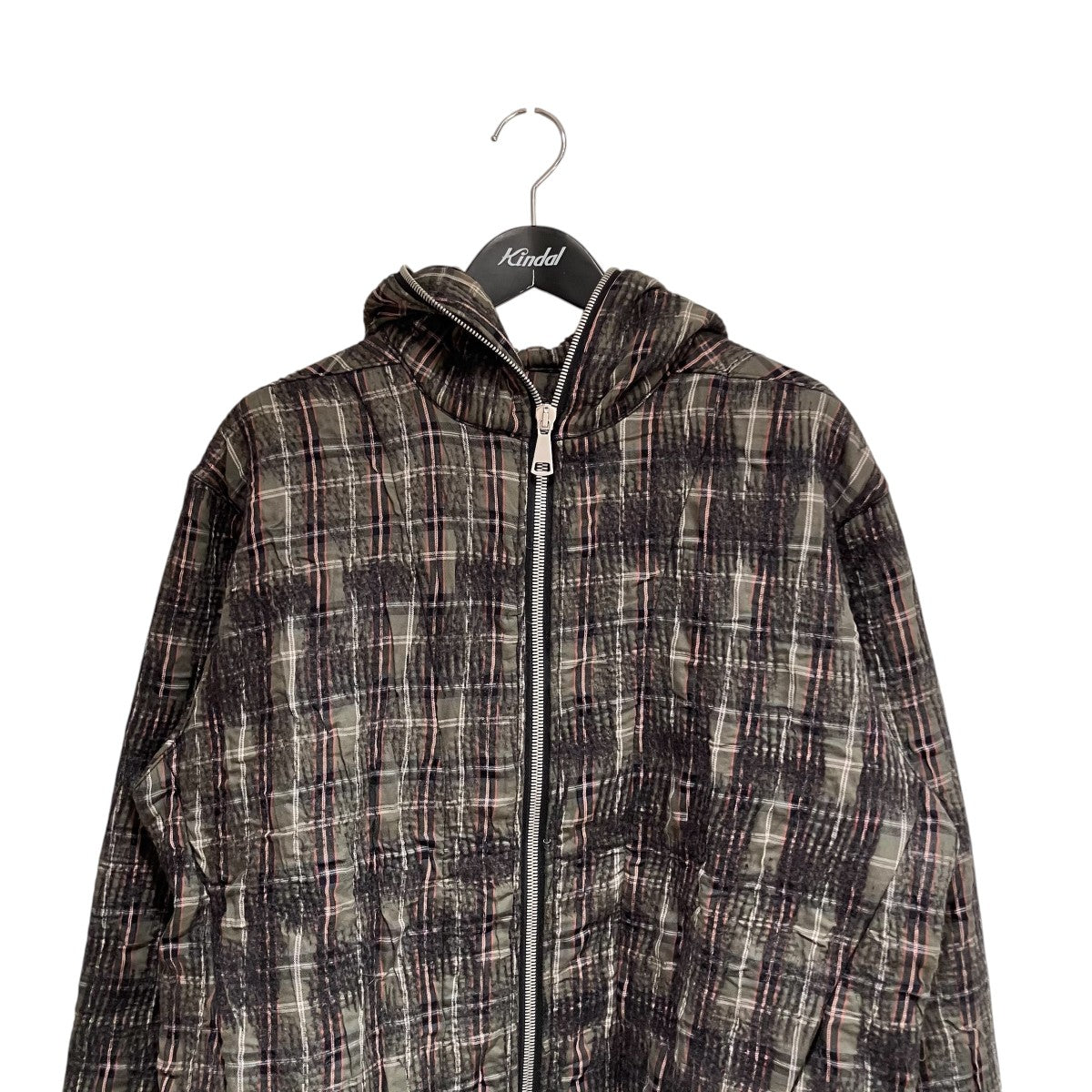 A．F ARTEFACT 25AWNEEDLE PUNCH PLAID FABRIC ZIPPERパーカー 古着・中古-3枚目のアイテム画像