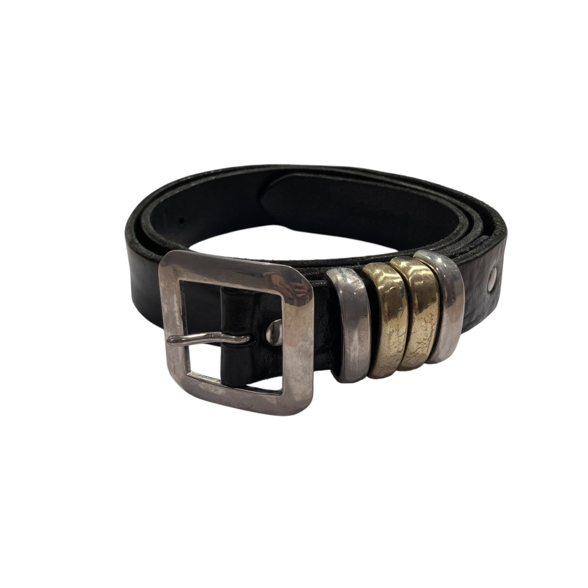 MASTER＆CO． Amanojak別注 brass 4 loop-square buckle beltレザーベルト 古着・中古-1枚目のアイテム画像