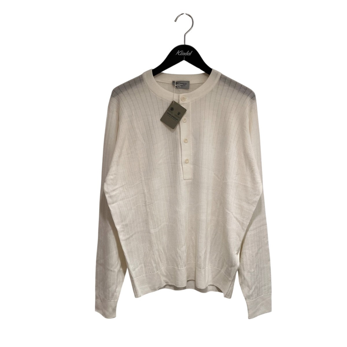 JOHN SMEDLEY GRANDAD RN LSヘンリーネックニットA4713 古着・中古-1枚目のアイテム画像