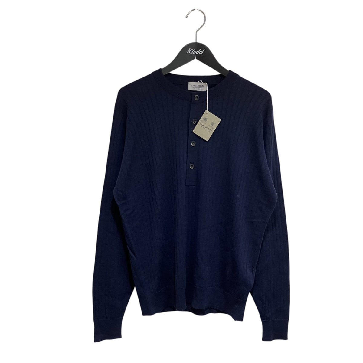 JOHN SMEDLEY GRANDAD RN LSヘンリーネックニットA4713 古着・中古-1枚目のアイテム画像
