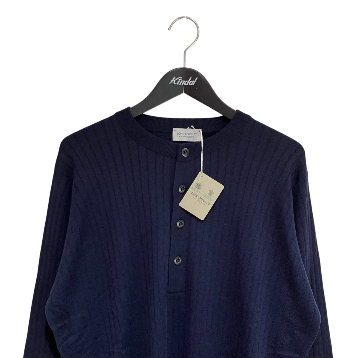 JOHN SMEDLEY GRANDAD RN LSヘンリーネックニットA4713 古着・中古-3枚目のアイテム画像