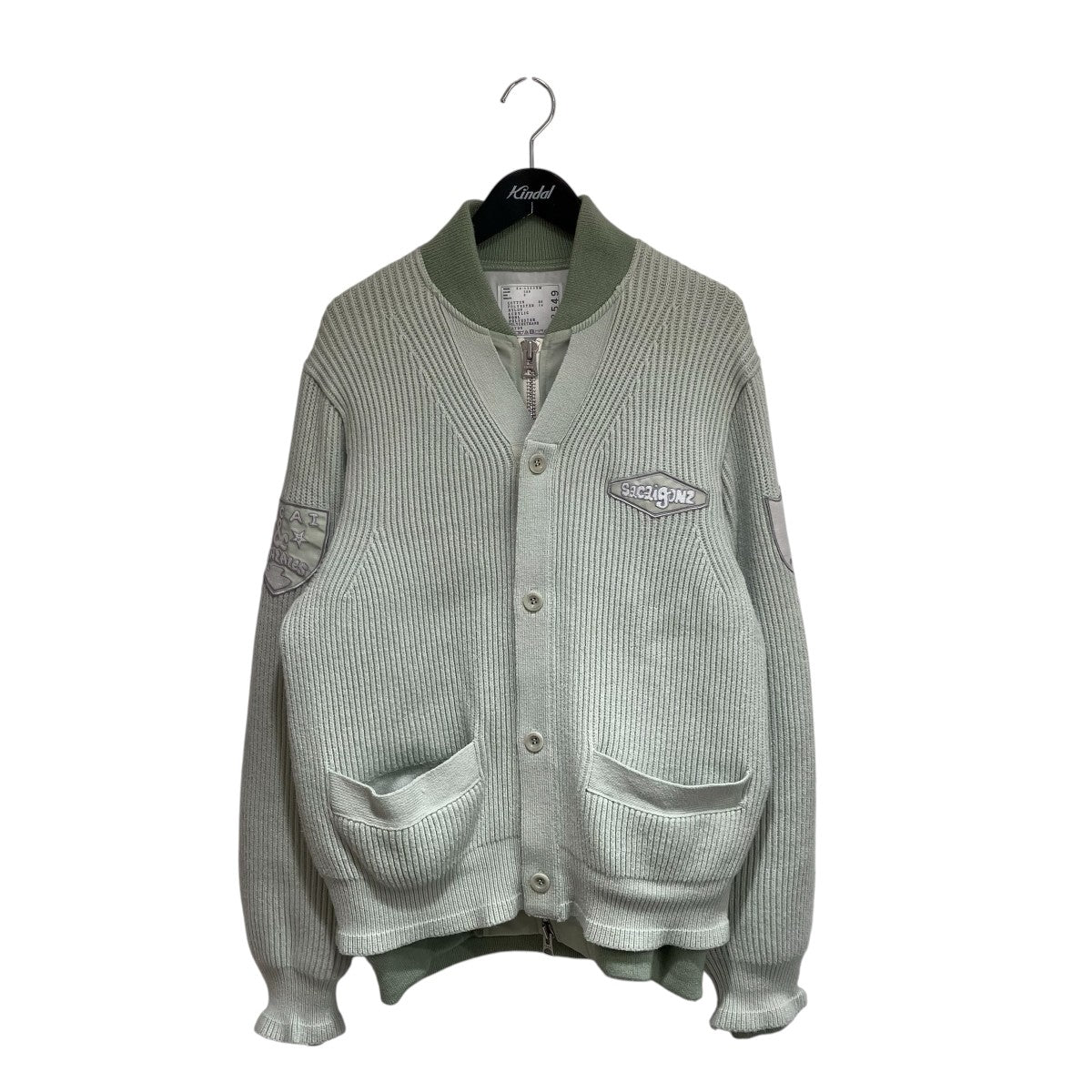 sacai × Mark Gonzales Multi Patch Nylon Twill Knitカーディガンジャケット24-03549M 古着・中古-1枚目のアイテム画像