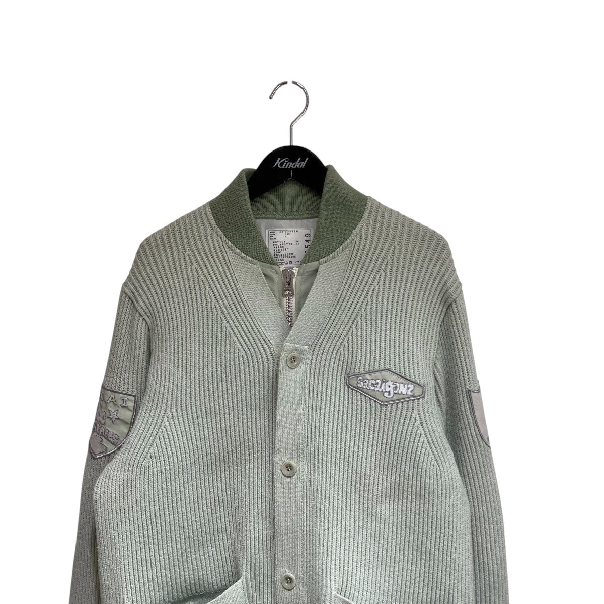 sacai × Mark Gonzales Multi Patch Nylon Twill Knitカーディガンジャケット24-03549M 古着・中古-3枚目のアイテム画像