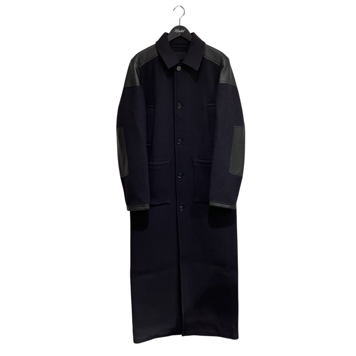 PRADA 23AWフロントボタン ウール×レザー マキシコートSGC374 古着・中古-1枚目のアイテム画像