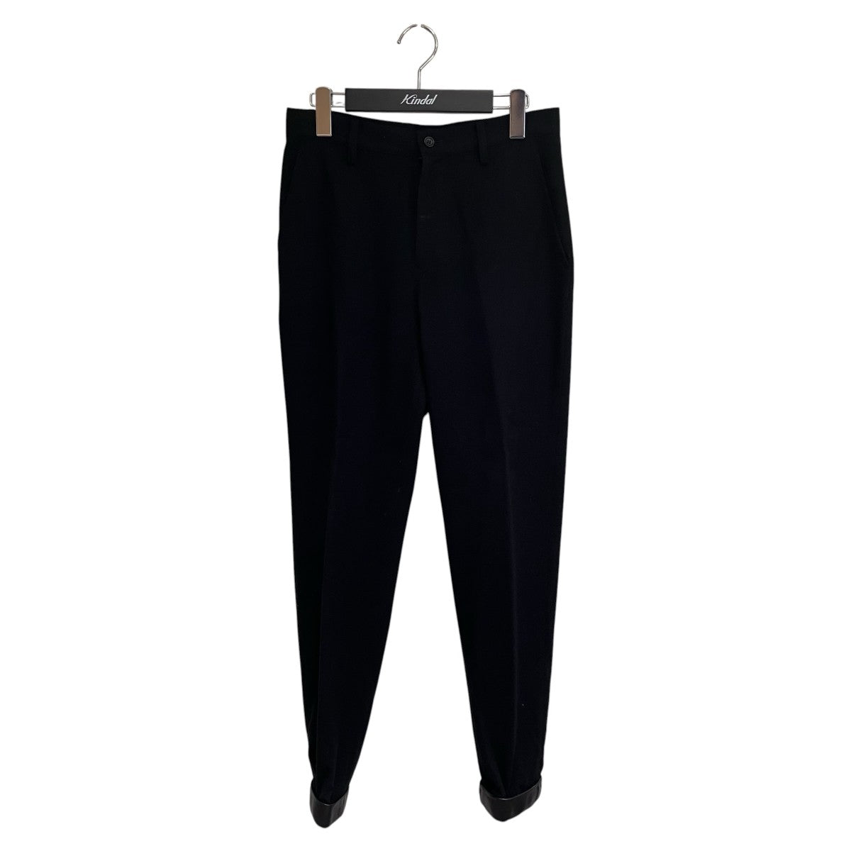 YOHJI YAMAMOTO 裾レザー切替ウールロングパンツFX-P21-109 古着・中古-1枚目のアイテム画像