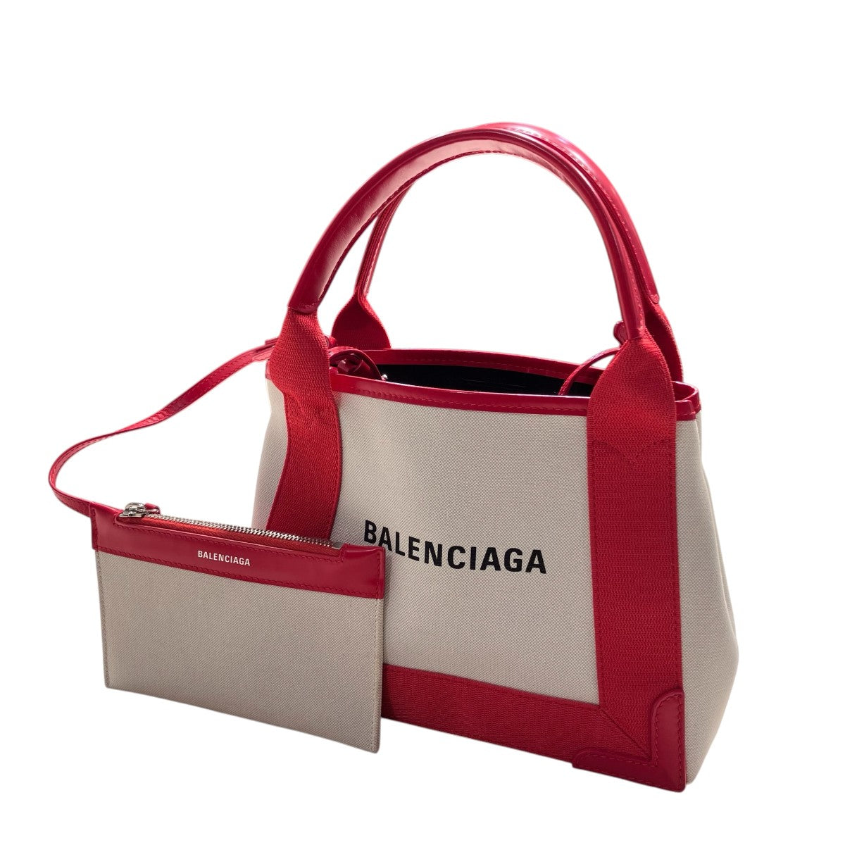 BALENCIAGA XS キャンバス ロゴ ポーチ付き2WAYバッグ390346 古着・中古-1枚目のアイテム画像
