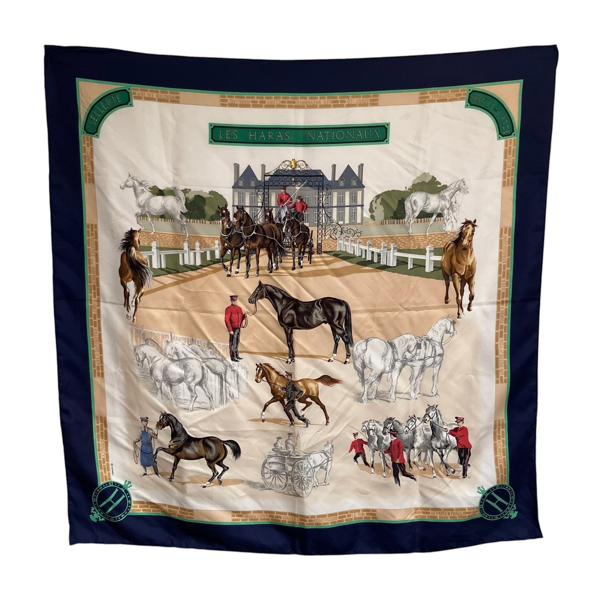 HERMES LES HARAS NATIONAUX カレ90スカーフ 古着・中古-1枚目のアイテム画像