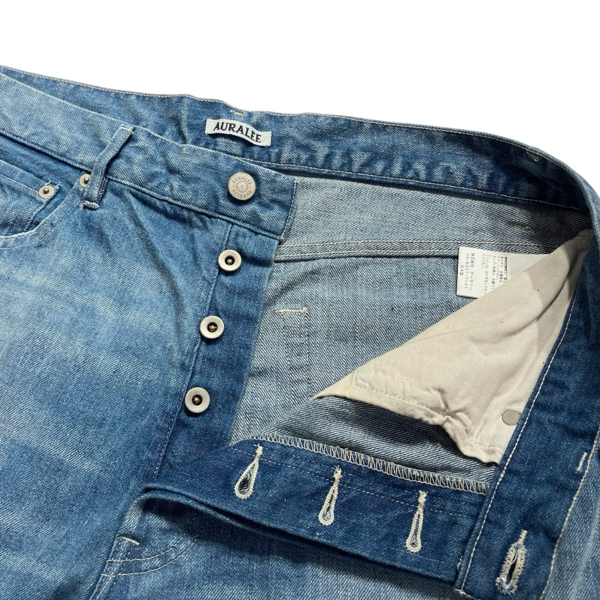 AURALEE 25AWSELVEDGE FADED LIGHT DENIM WIDEパンツA25SP03DE 古着・中古-5枚目のアイテム画像