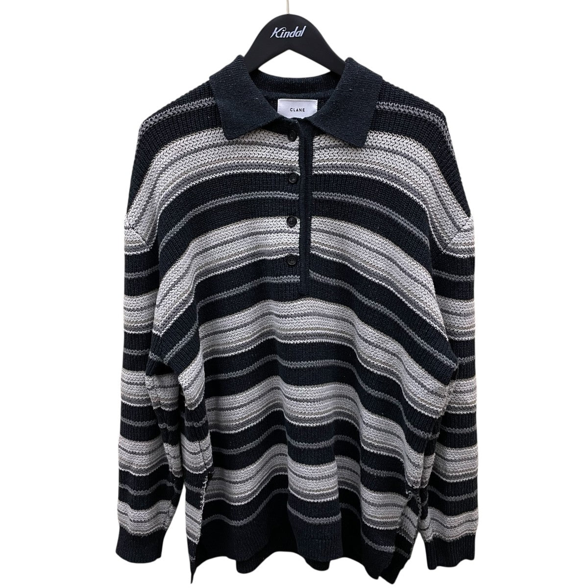 CLANE クラネ　MULTI BORDER KNIT POLO TOPS 1 CLANE(クラネ) MULTI BORDER KNIT POLO TOPボーダーニットポロ