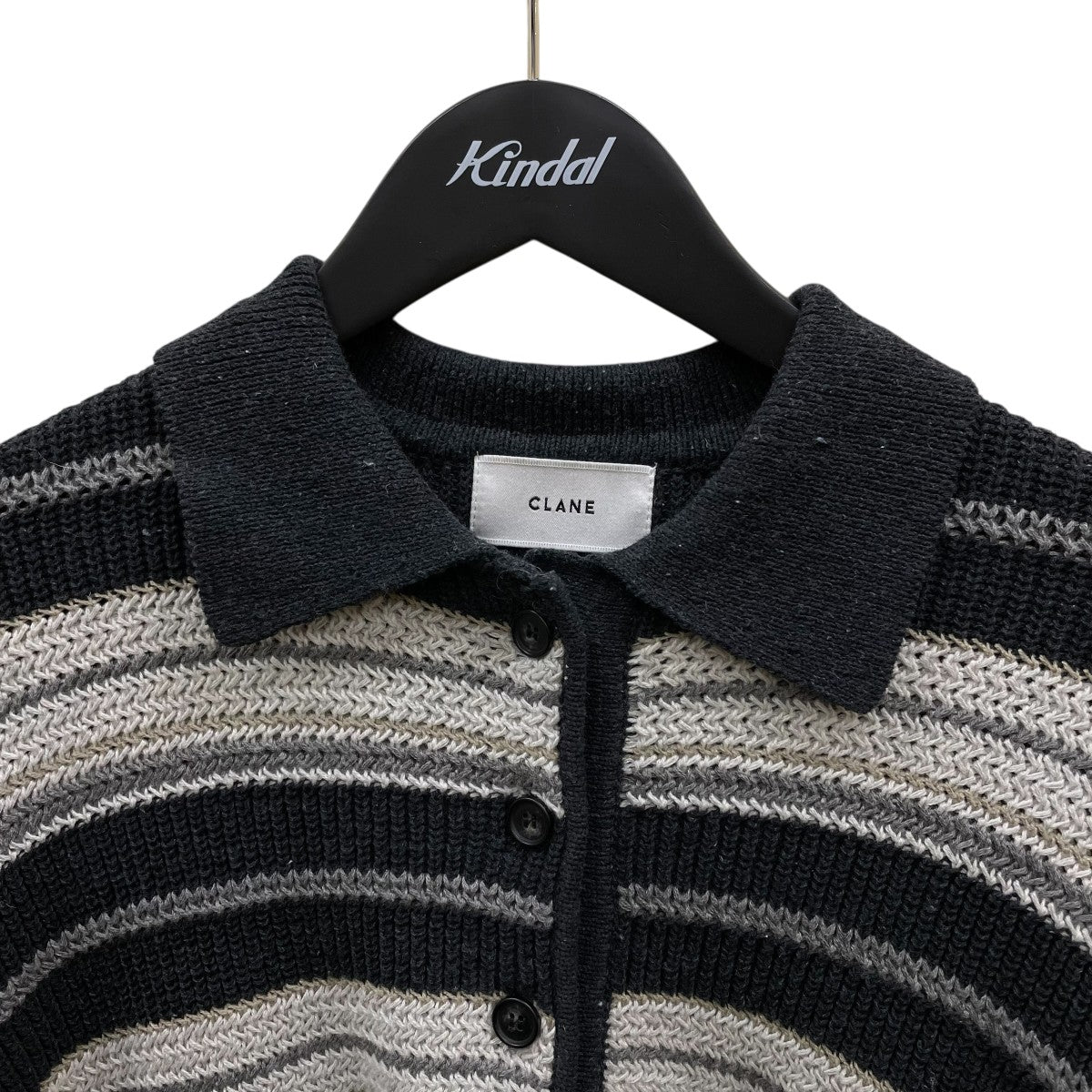 CLANE クラネ　MULTI BORDER KNIT POLO TOPS 1 CLANE(クラネ) MULTI BORDER KNIT POLO TOPボーダーニットポロ
